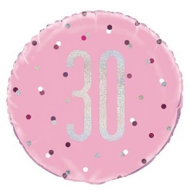 Ballon Mylar 18Po - 30 Ans Rose & Argent Party Shop