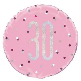 Ballon Mylar 18Po - 30 Ans Rose & Argent Party Shop