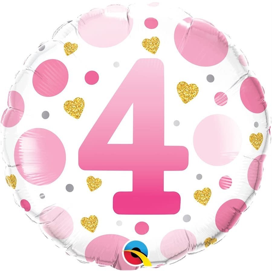 Ballon Mylar 18Po - 4 Ans Rose Party Shop