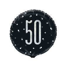 Ballon Mylar 18Po - 50 Ans Noir & Argent Party Shop