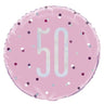 Unique - Ballon Mylar 18Po - 50 Ans Rose & Argent - Party Shop