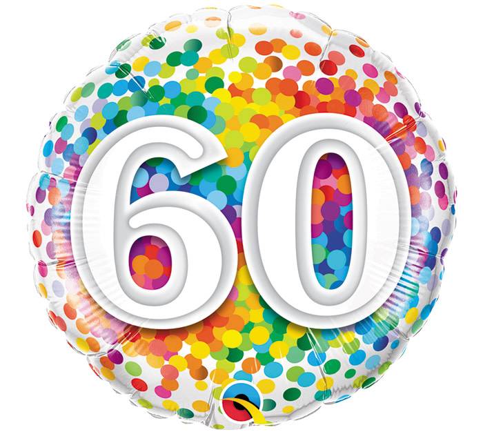 Ballon Mylar 18Po - 60 Ans Confetti Party Shop