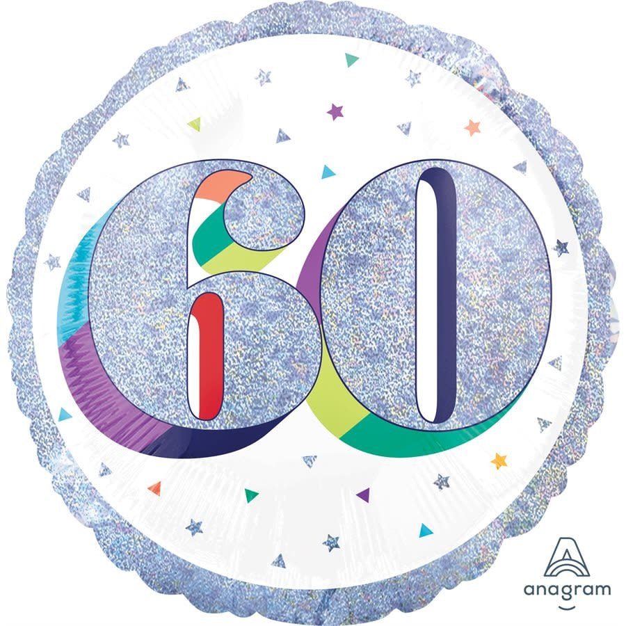 Ballon Mylar 18Po - 60 Ans Holographique Party Shop