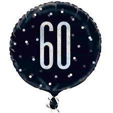 Ballon Mylar 18Po - 60 Ans Noir & Argent Party Shop