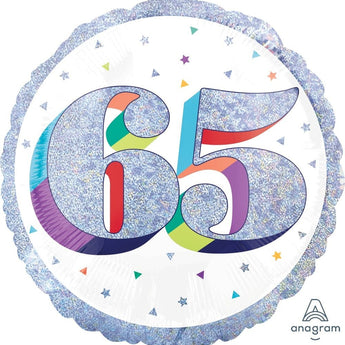 Ballon Mylar 18Po - 65 Ans Holographique Party Shop