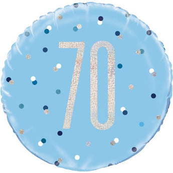 Ballon Mylar 18Po - 70 Ans Bleu & Argent Party Shop