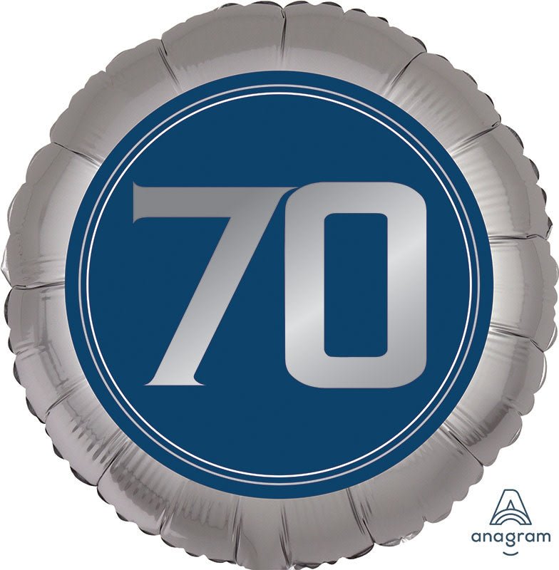 Ballon Mylar 18Po - 70 Ans Bleu Marin Et Argent Party Shop