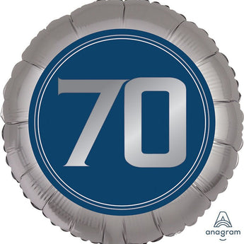 Ballon Mylar 18Po - 70 Ans Bleu Marin Et Argent Party Shop