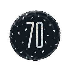 Ballon Mylar 18Po - 70 Ans Noir & Argent Party Shop