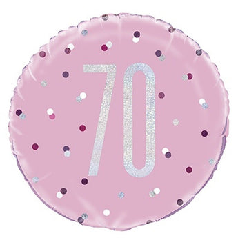 Ballon Mylar 18Po - 70 Ans Rose & Argent Party Shop