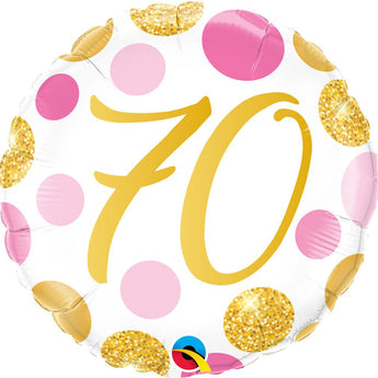 Ballon Mylar 18Po - 70 Ans Rose Et Or Party Shop