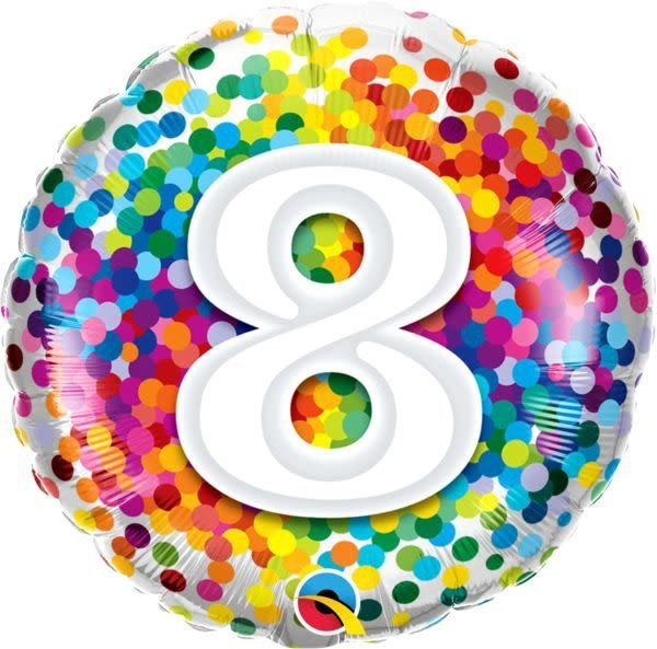 Ballon Mylar 18Po - 8 Ans Confetti Party Shop