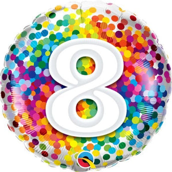 Ballon Mylar 18Po - 8 Ans Confetti Party Shop