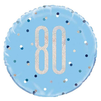 Ballon Mylar 18Po - 80 Ans Bleu & Argent Party Shop