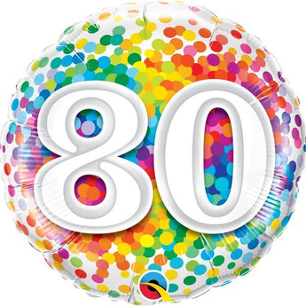 Ballon Mylar 18Po - 80 Ans Confetti Party Shop