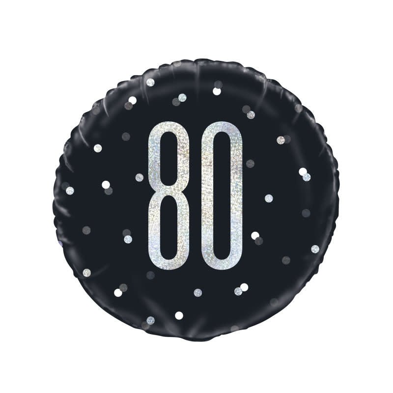 Ballon Mylar 18Po - 80 Ans Noir & Argent Party Shop