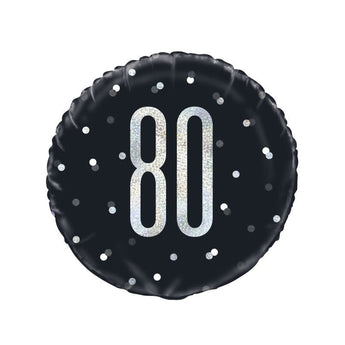 Ballon Mylar 18Po - 80 Ans Noir & Argent Party Shop