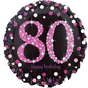 Ballon Mylar 18Po - 80 Ans Rose Party Shop