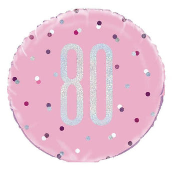 Ballon Mylar 18Po - 80 Ans Rose & Argent Party Shop