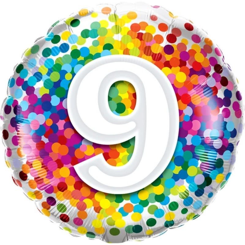 Ballon Mylar 18Po - 9 Ans Confetti Party Shop