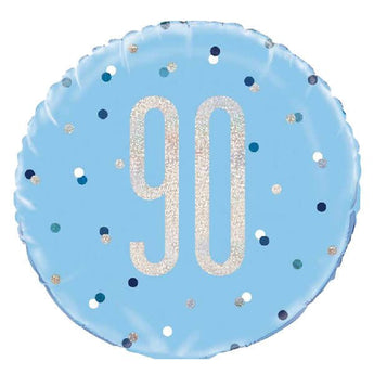 Ballon Mylar 18Po - 90 Ans Bleu & Argent Party Shop