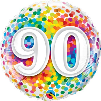 Ballon Mylar 18Po - 90 Ans Confetti Party Shop