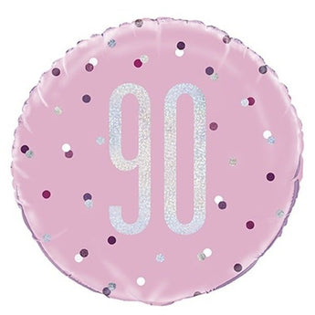 Ballon Mylar 18Po - 90 Ans Rose & Argent Party Shop