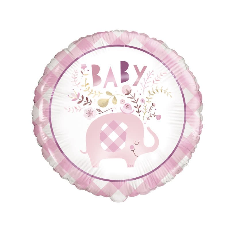 Ballon Mylar 18Po - Baby (Élephant Floral Rose) Party Shop