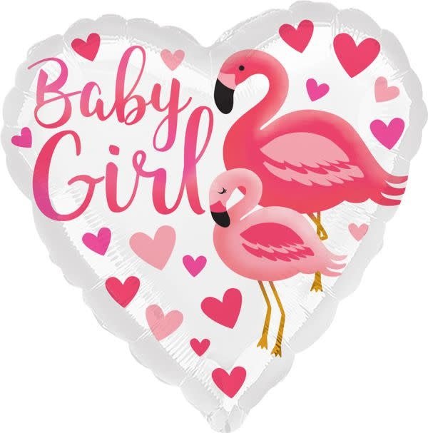 Ballon Mylar 18Po - Baby Girl Flamant Rose Party Shop