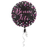 BLC - Ballon Mylar 18Po - Bonne Fête Rose-Noir - Party Shop