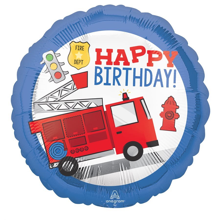 Ballon Mylar 18Po - Camion Pompier Happy Birthday Party Shop