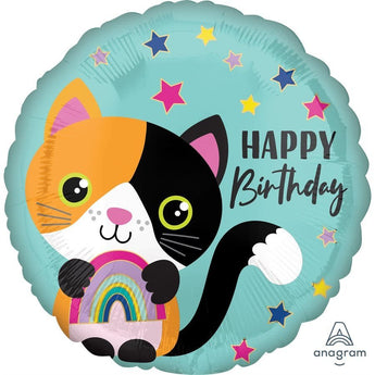 Ballon Mylar 18Po - Chat Calico Happy Birthday Party Shop