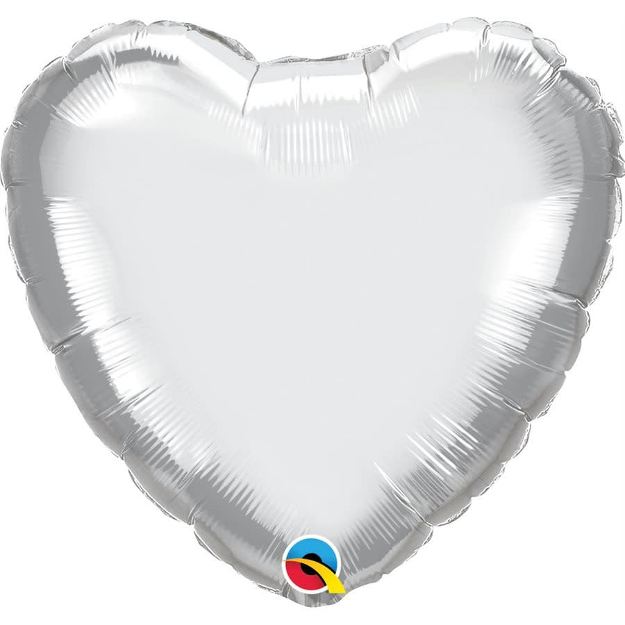 Ballon Mylar 18Po Coeur Chrome - Argent Party Shop