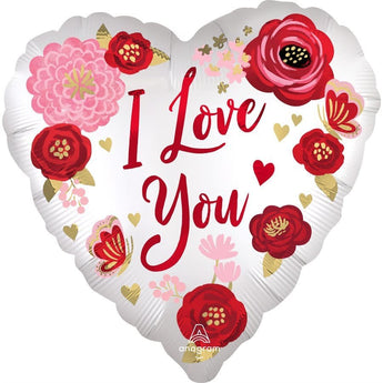 Ballon Mylar 18Po - Coeur Floral (I Love You) Party Shop