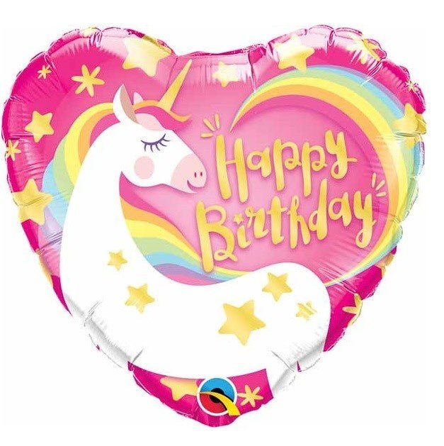 Ballon Mylar 18Po - Coeur - Happy Birthday Licorne Party Shop