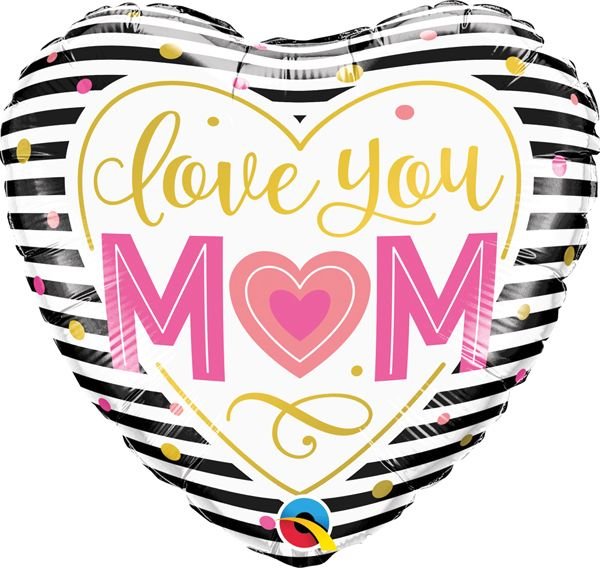 Ballon Mylar 18Po Coeur - Love You Mom Party Shop