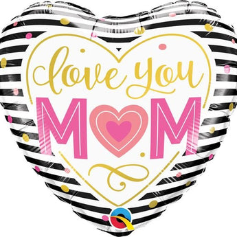 Ballon Mylar 18Po Coeur - Love You Mom Party Shop