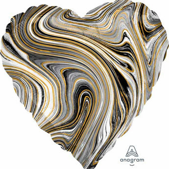 Ballon Mylar 18Po - Coeur Marblez Noir Party Shop