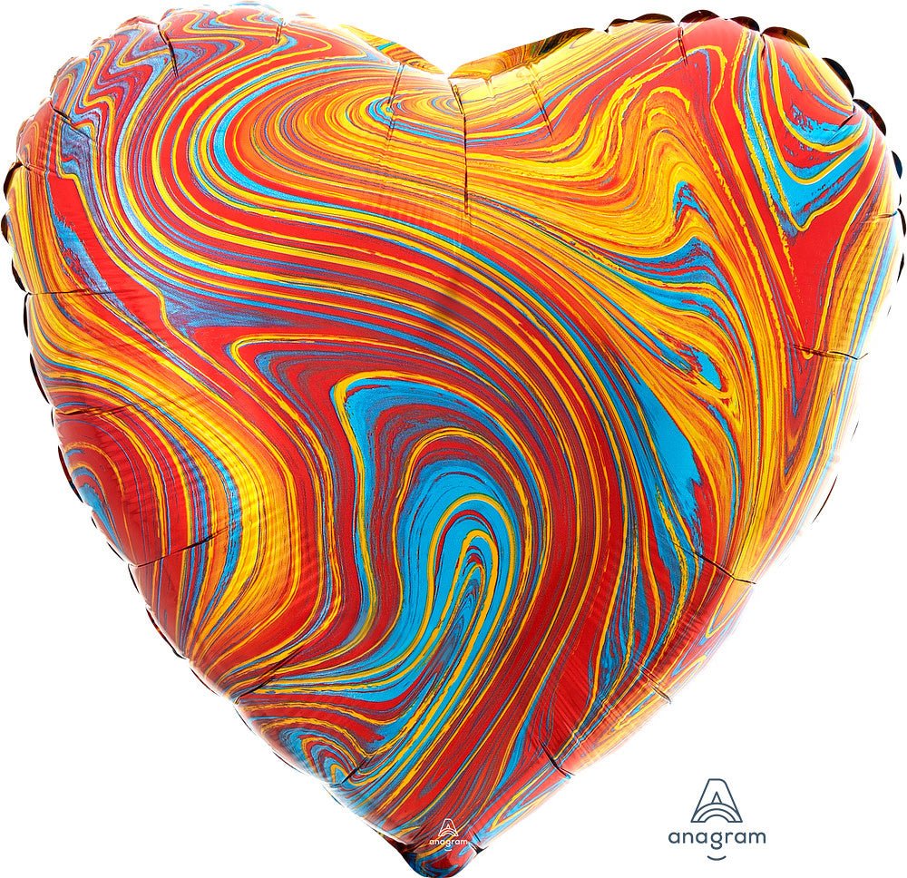 Ballon Mylar 18Po - Coeur Marblez Orange Party Shop