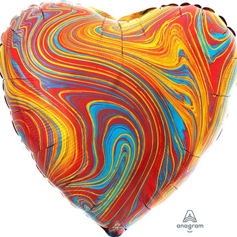 Ballon Mylar 18Po - Coeur Marblez Orange Party Shop