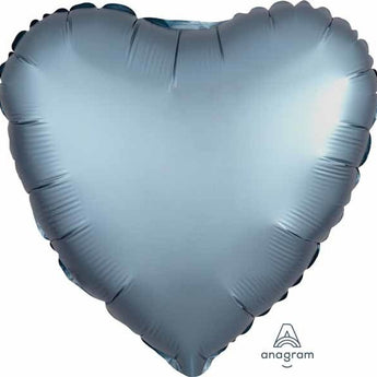 Ballon Mylar 18Po - Coeur Satin - Bleu Acier Party Shop