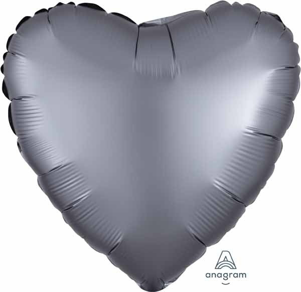 Ballon Mylar 18Po - Coeur Satin - Gris Graphite Party Shop