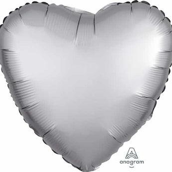 Ballon Mylar 18Po - Coeur Satin - Gris Platinum Party Shop