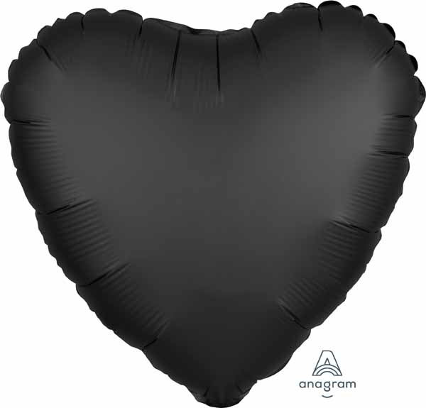 Ballon Mylar 18Po - Coeur Satin - Noir Party Shop