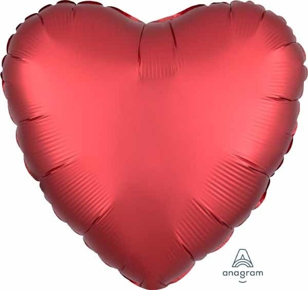 Ballon Mylar 18Po - Coeur Satin - Rouge Sangria Party Shop