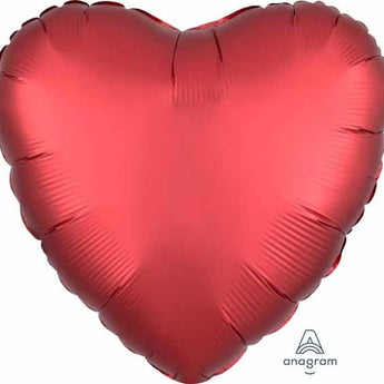 Ballon Mylar 18Po - Coeur Satin - Rouge Sangria Party Shop