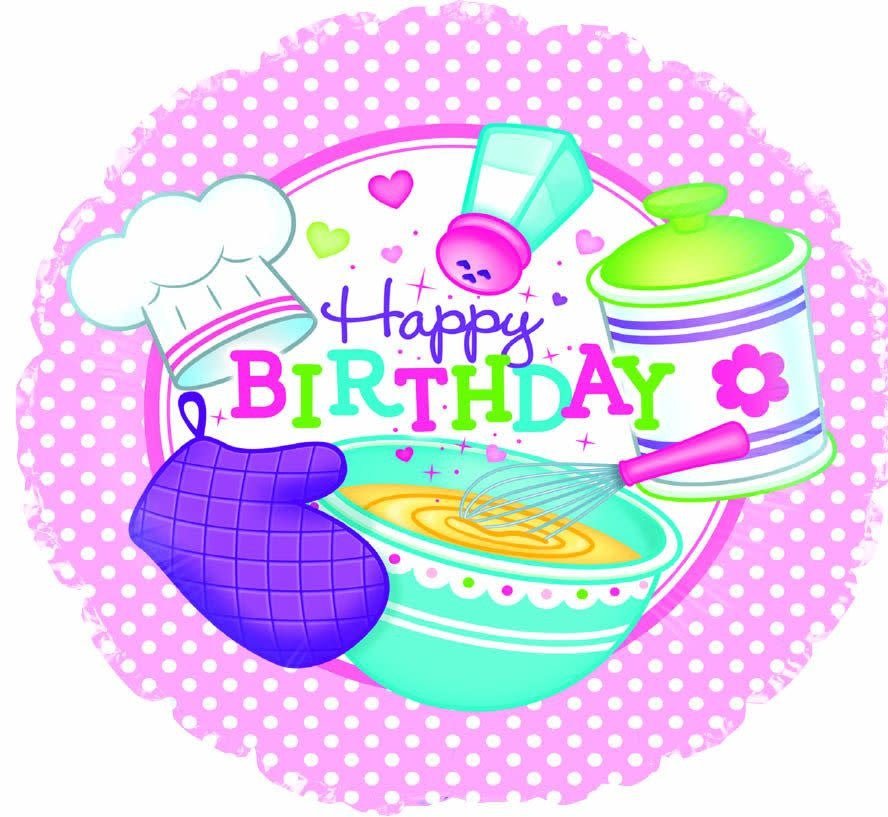 Ballon Mylar 18Po - Cuisine Happy Birthday Party Shop