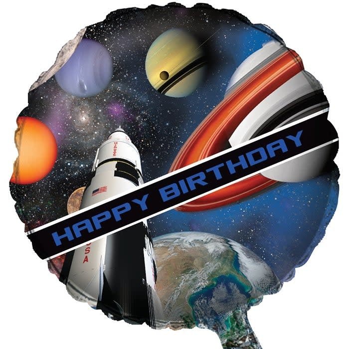 Ballon Mylar 18Po - Espace (Happy Birthday) Party Shop