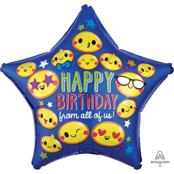 Ballon Mylar 18Po - Etoile - Happy Birthday - From All Of Us Party Shop