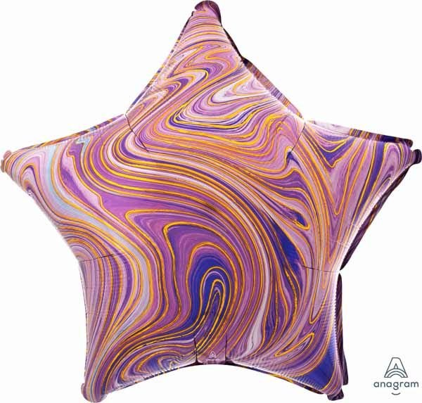 Ballon Mylar 18Po - Étoile Marblez Mauve Party Shop